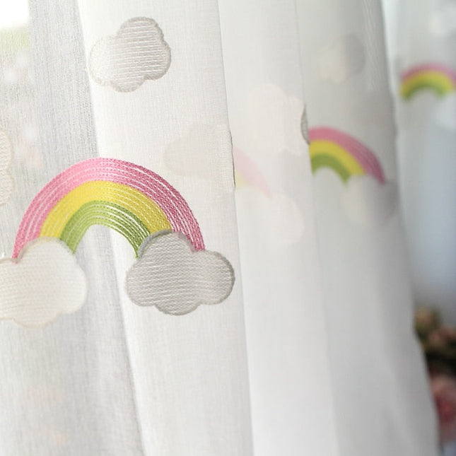Tenda Voile Ricamata con Arcobaleni Bambini