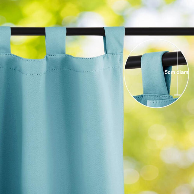Tenda da esterno azzurra con passanti