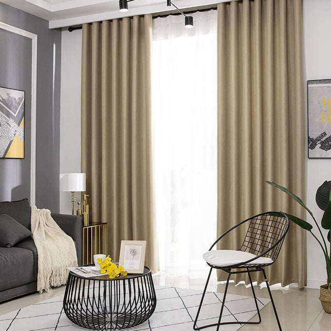 Tenda oscurante beige effetto lino