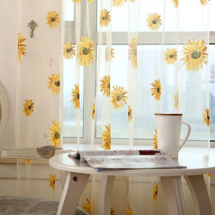 Tenda Voile Leggera con Stampa Girasoli