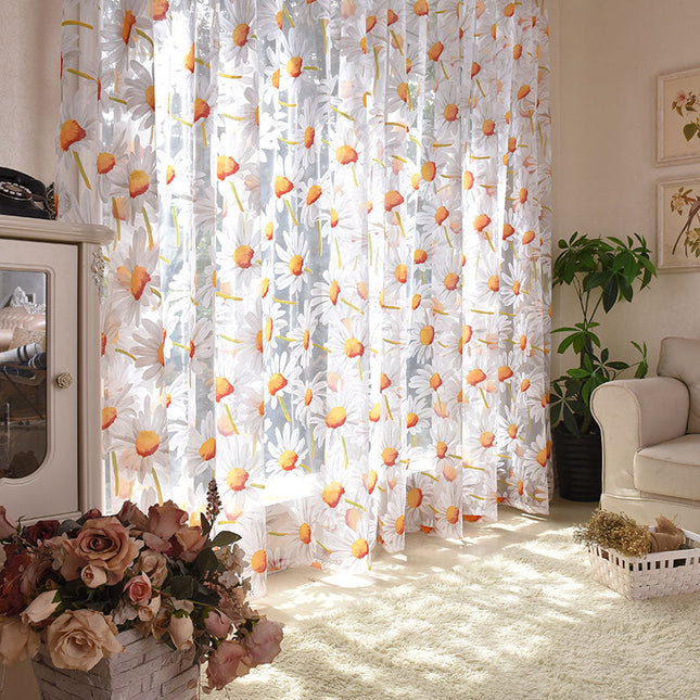 Tenda Voile Leggera con Motivo Margherite