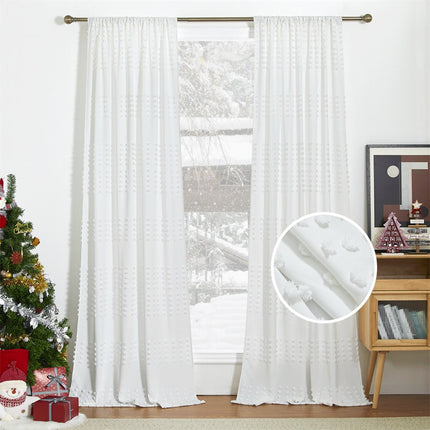 Tenda Voile Bianca con Pois Ricamati