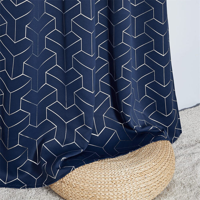Tenda oscurante blu fantasia geometrica