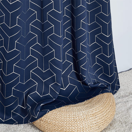 Tenda oscurante blu fantasia geometrica