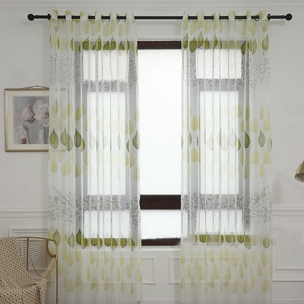 Tenda velata verde con motivo foglie