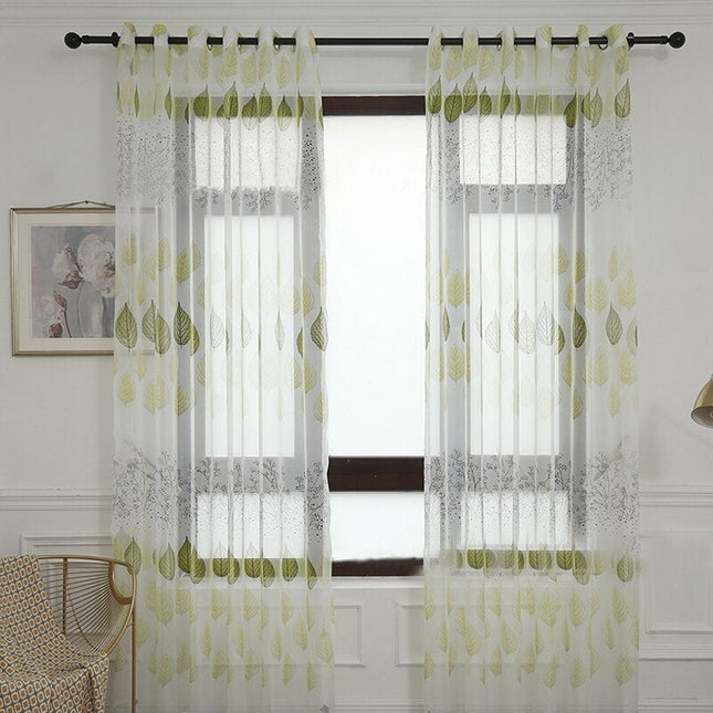 Tenda velata verde con motivo foglie