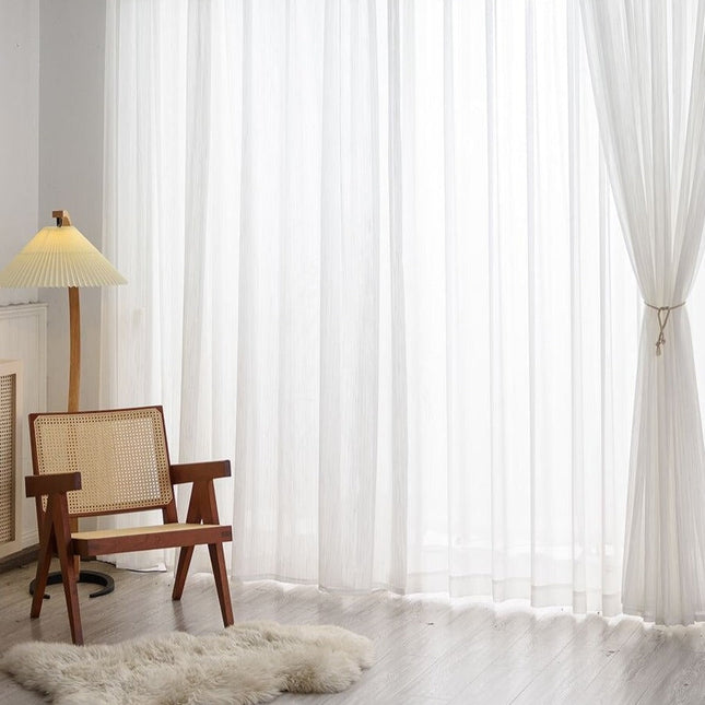Tenda voile effetto lino per soggiorno