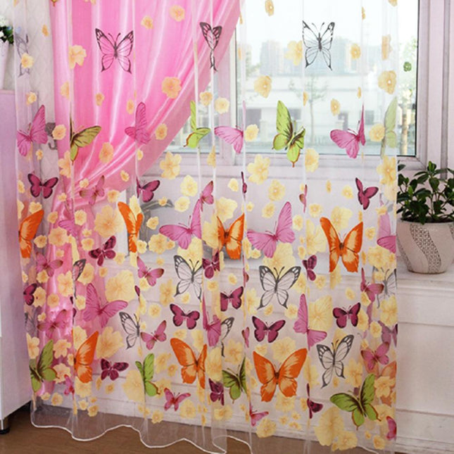 Tenda velata per cameretta con farfalle