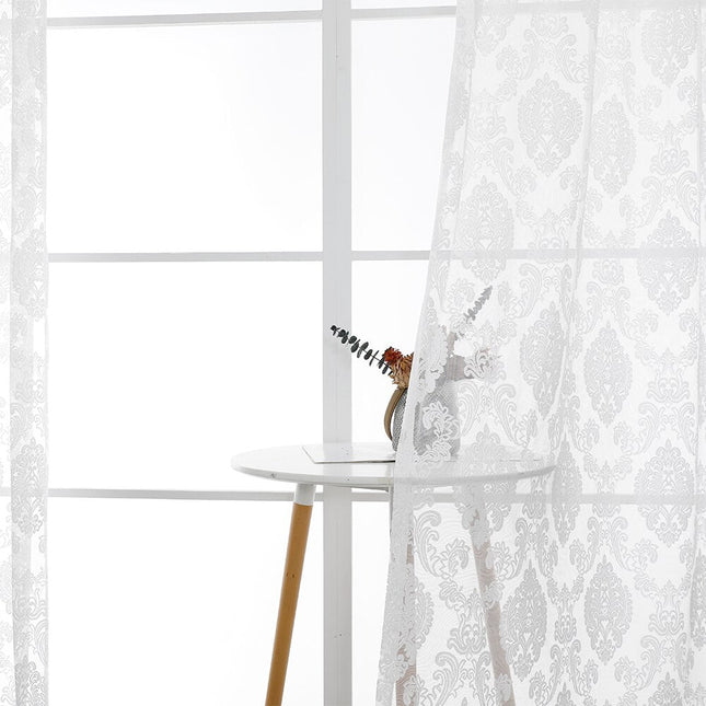 Tenda leggera bianca motivo damascato