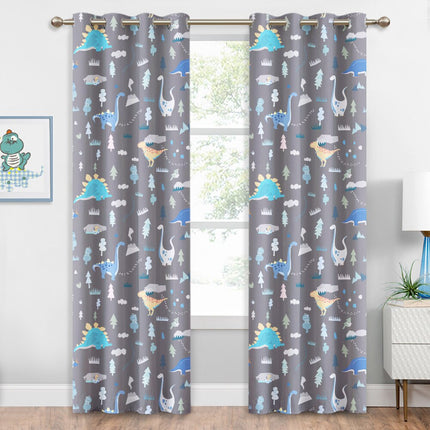 Tenda oscurante grigia motivo dinosauri