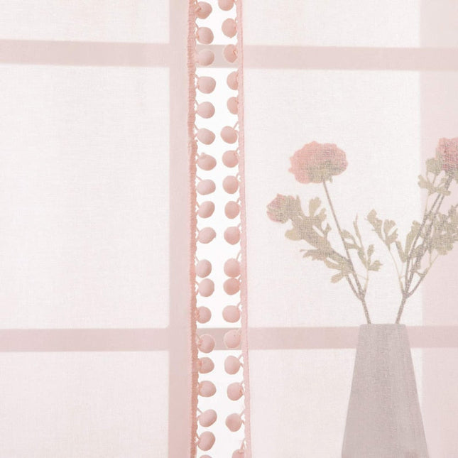 Tenda Voile Bianca con Bordo Pompon