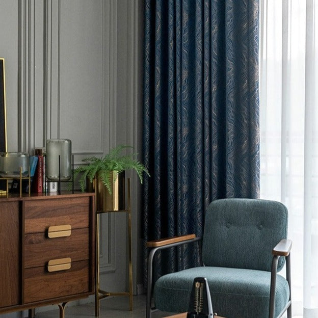 Tenda oscurante blu notte testurizzata