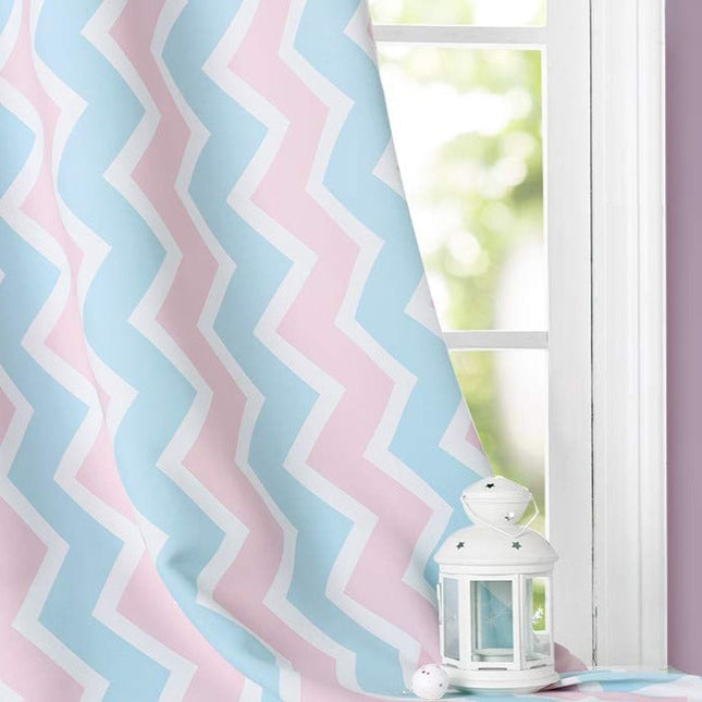 Tenda Cameretta Motivo Chevron Rosa Blu