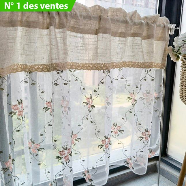 Tendina a vetro country con pizzo