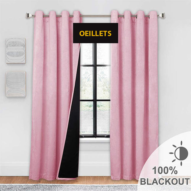 Tenda Oscurante in Velluto Rosa Cipria