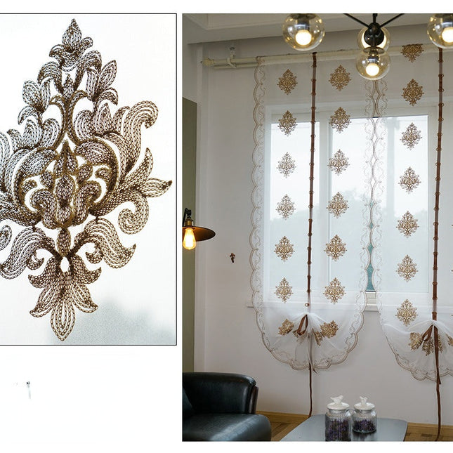 Tenda a pacchetto ricamata per soggiorno