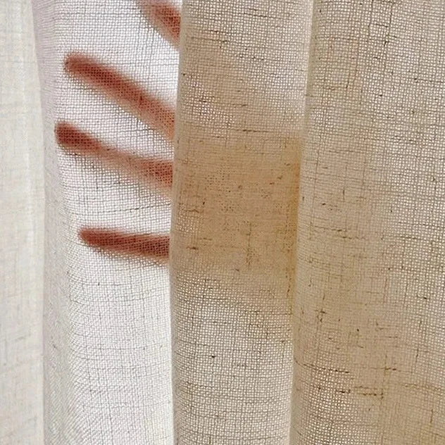 Tenda velata beige in finto lino