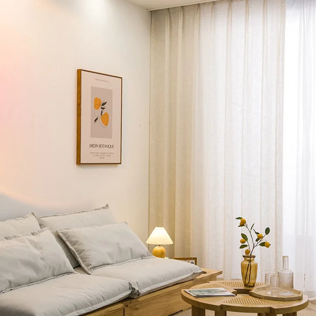 Tenda velata beige in finto lino