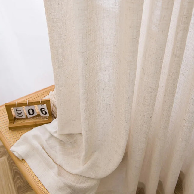 Tenda velata beige in finto lino