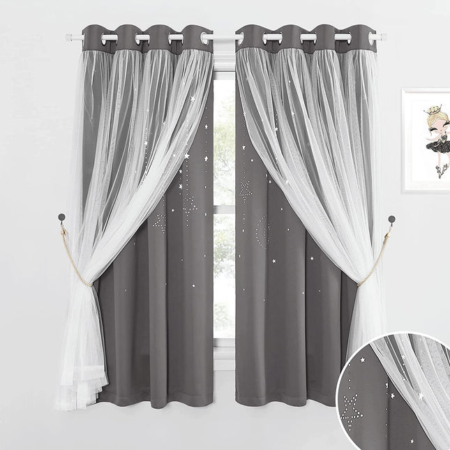 Tenda doppia oscurante grigia stelle
