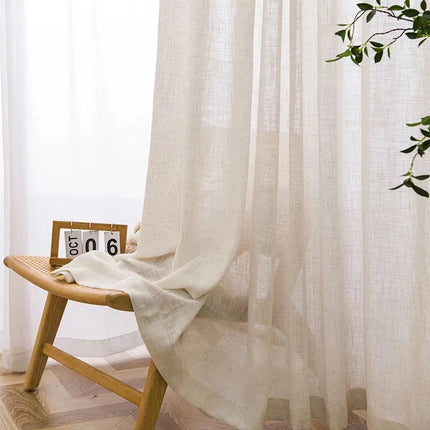 Tenda velata beige in finto lino