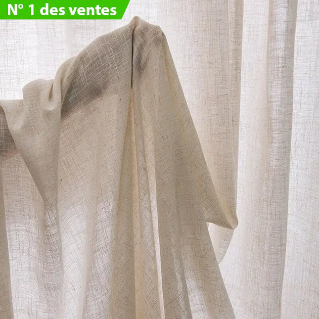 Tenda velata beige in finto lino