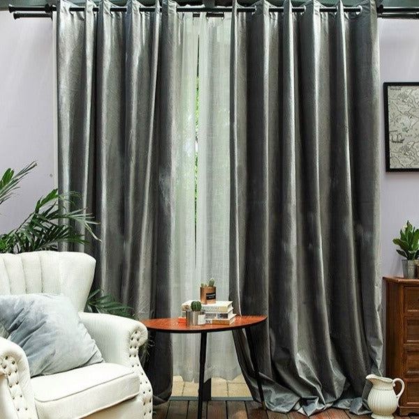 Tenda oscurante grigio effetto velluto