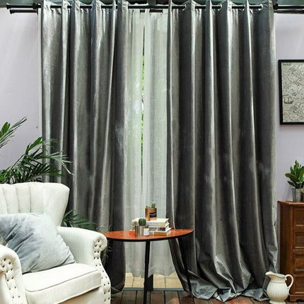 Tenda oscurante grigio effetto velluto