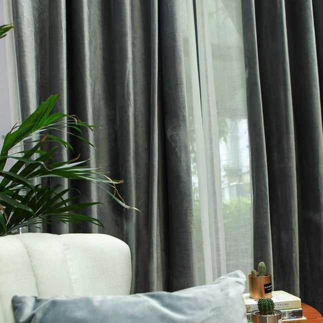 Tenda oscurante grigio effetto velluto