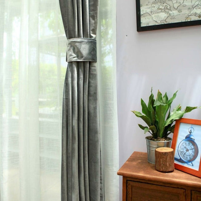 Tenda oscurante grigio effetto velluto
