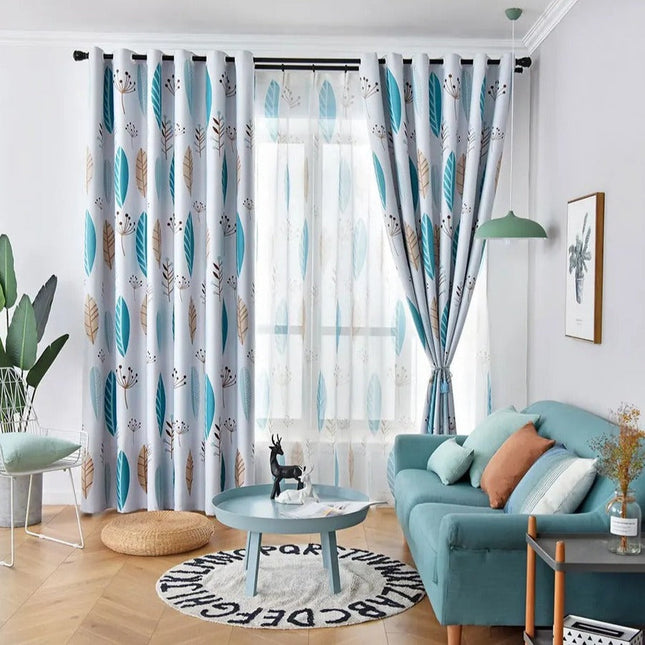 Tenda velata blu con motivo floreale