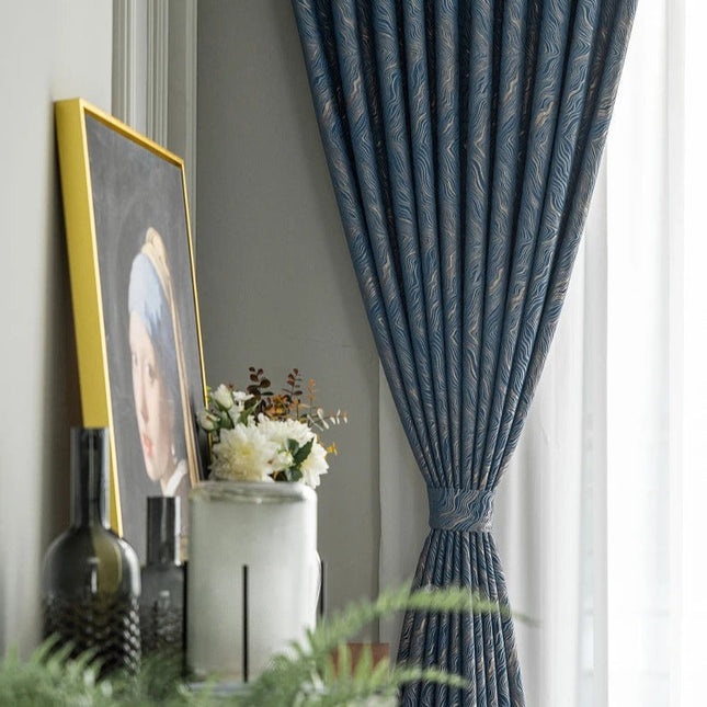 Tenda oscurante blu notte testurizzata