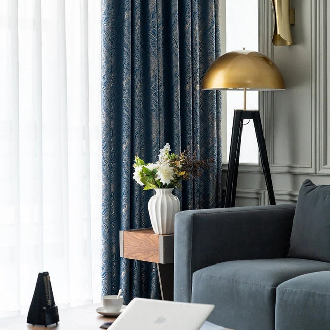 Tenda oscurante blu notte testurizzata