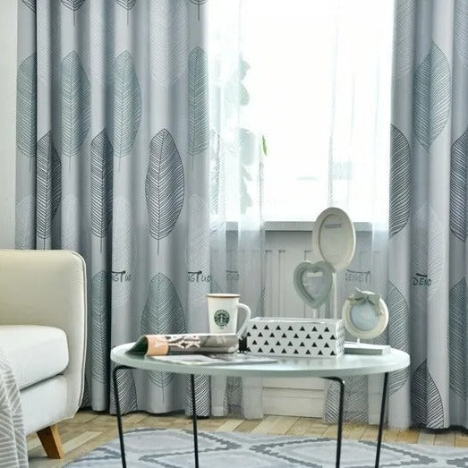 Tenda Voile Moderna con Foglie Stilizzate