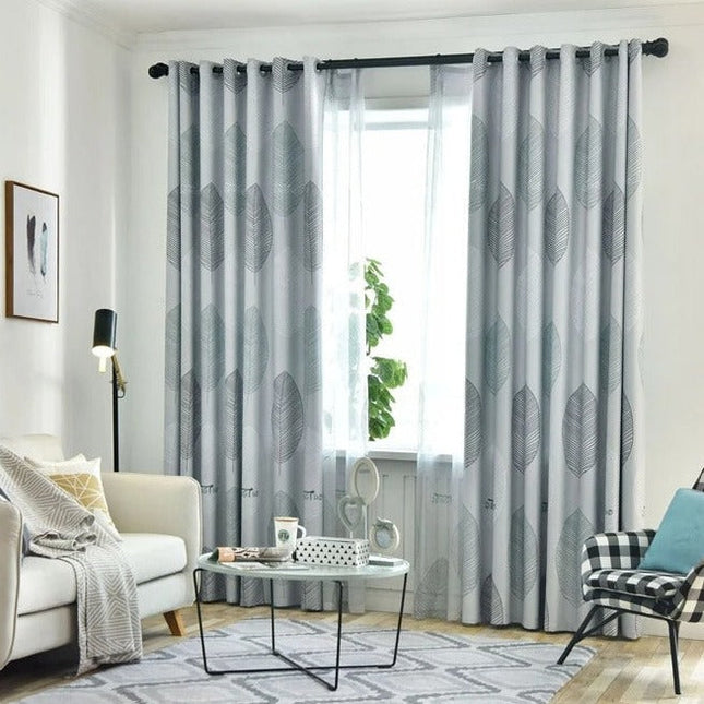 Tenda Voile Moderna con Foglie Stilizzate