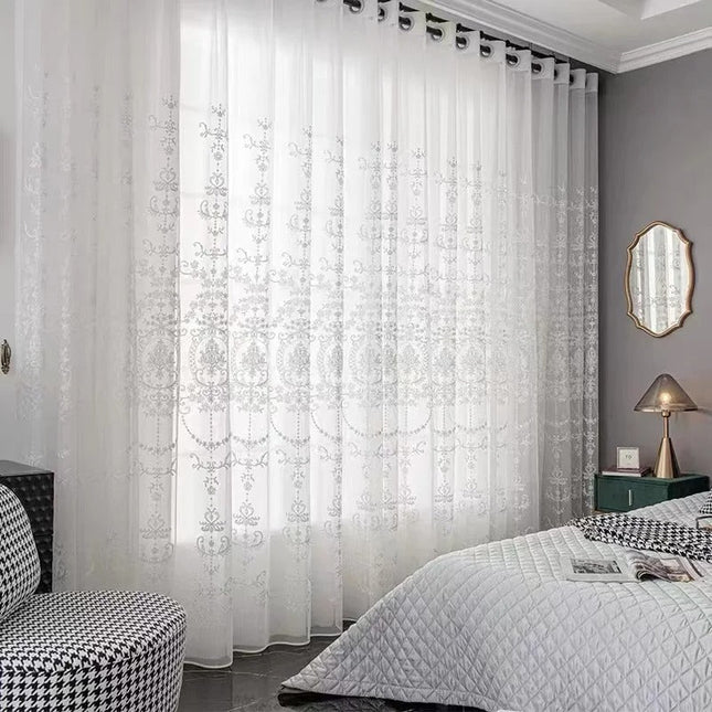 Tenda Voile Jacquard con Disegno Damascato