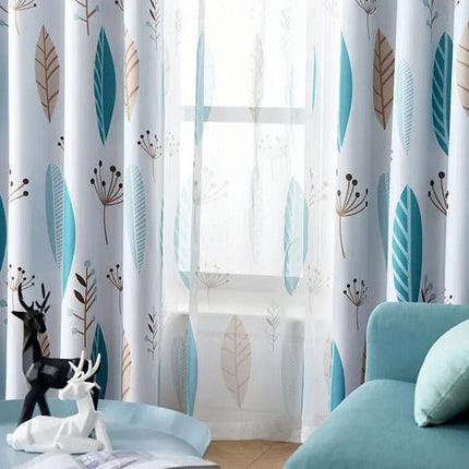 Tenda velata blu con motivo floreale