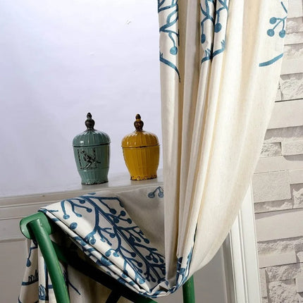 Tenda Oscurante Ricamata con Motivo Rami