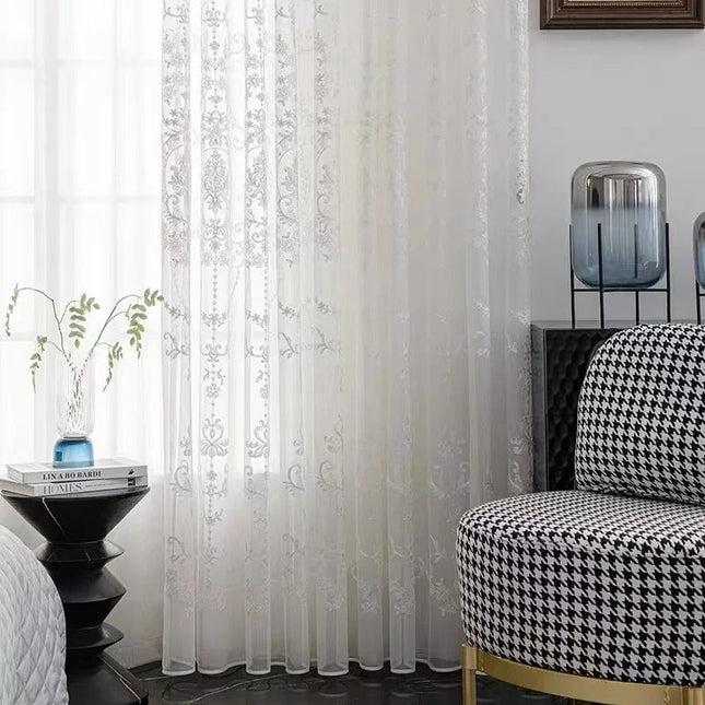 Tenda Voile Jacquard con Disegno Damascato