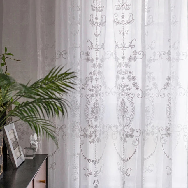 Tenda Voile Jacquard con Disegno Damascato