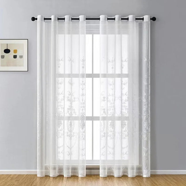 Tenda Voile Jacquard con Disegno Damascato