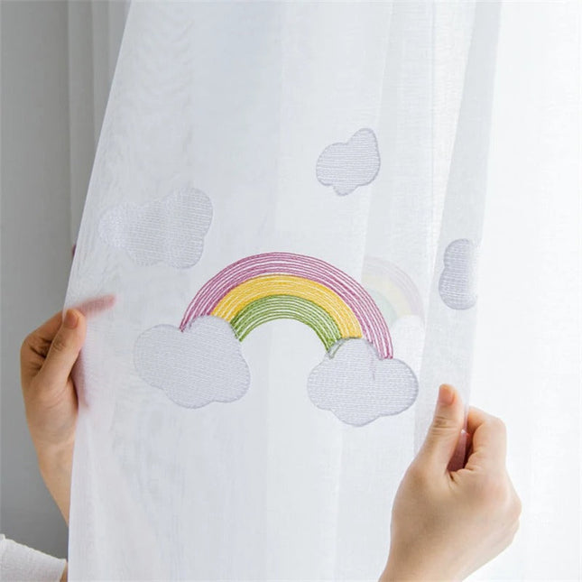 Tenda Voile Ricamata con Arcobaleni Bambini