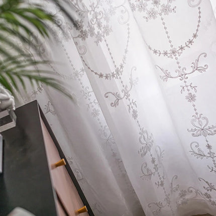 Tenda Voile Jacquard con Disegno Damascato