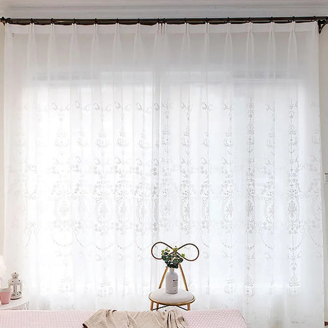 Tenda Voile Jacquard con Disegno Damascato