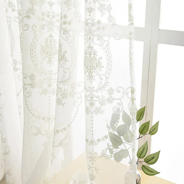 Tenda Voile Jacquard con Disegno Damascato