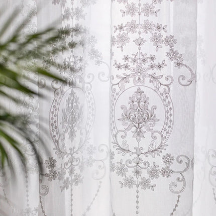 Tenda Voile Jacquard con Disegno Damascato