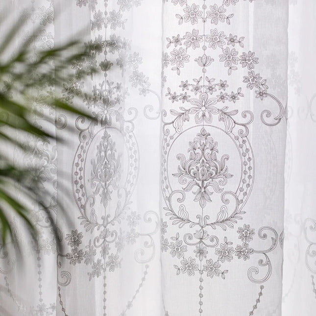 Tenda Voile Jacquard con Disegno Damascato