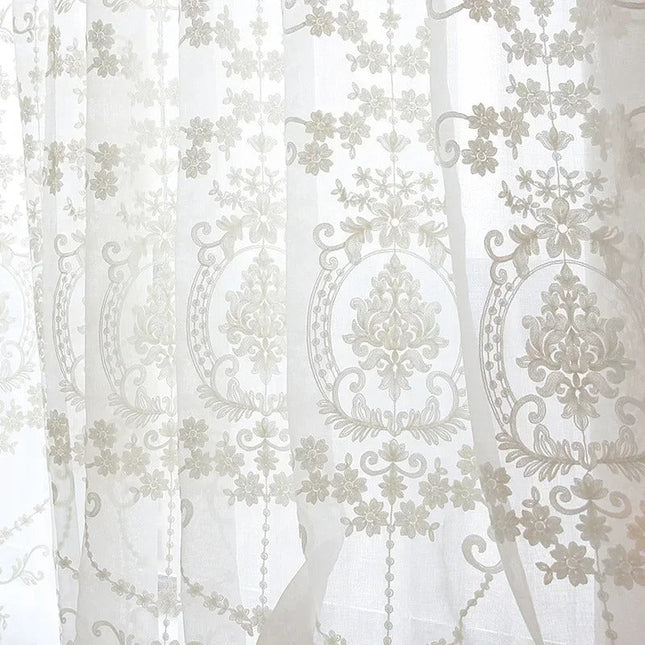 Tenda Voile Jacquard con Disegno Damascato