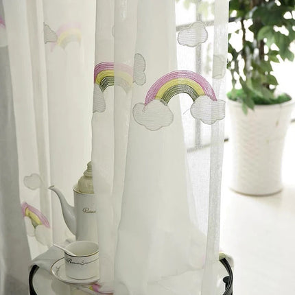 Tenda Voile Ricamata con Arcobaleni Bambini