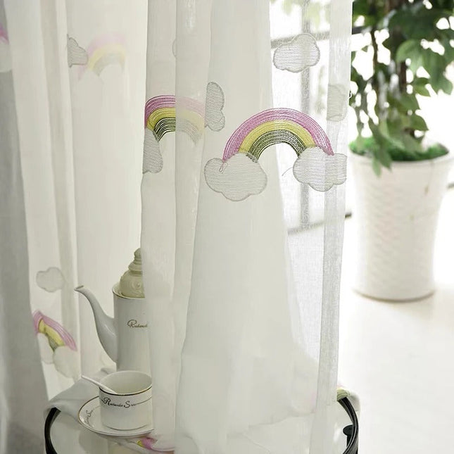 Tenda Voile Ricamata con Arcobaleni Bambini